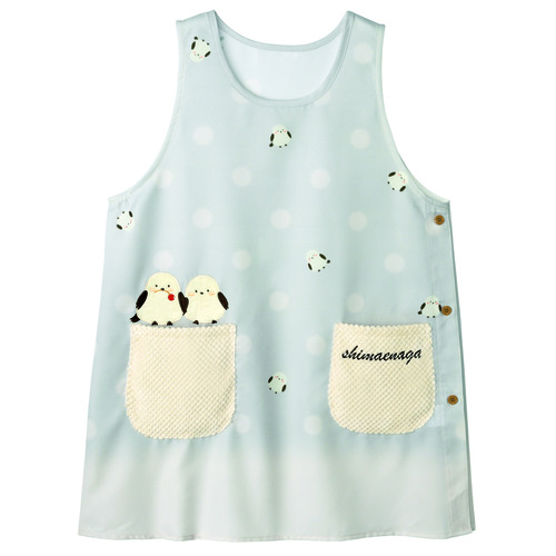 シマエナガドットエプロン　2L-3L　グレー