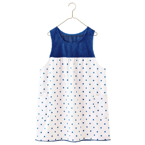 ブルーベリータルトエプロン　ブルー×ナチュラル