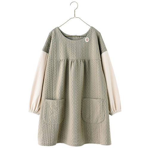 キルトニットラテチュニック　ラテベージュ×ナチュラル