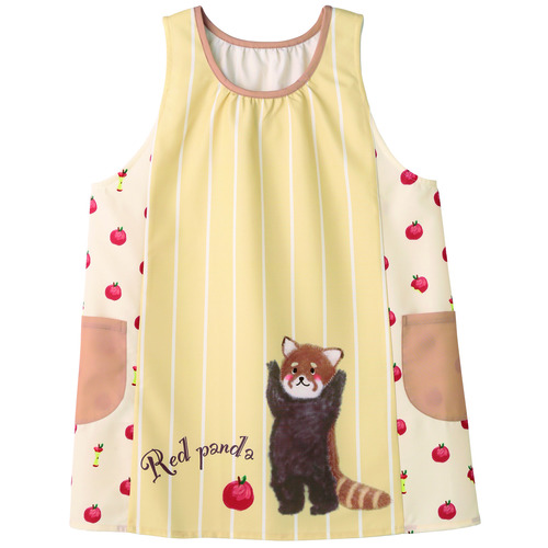レッサーパンダりんごエプロン　　ベージュ