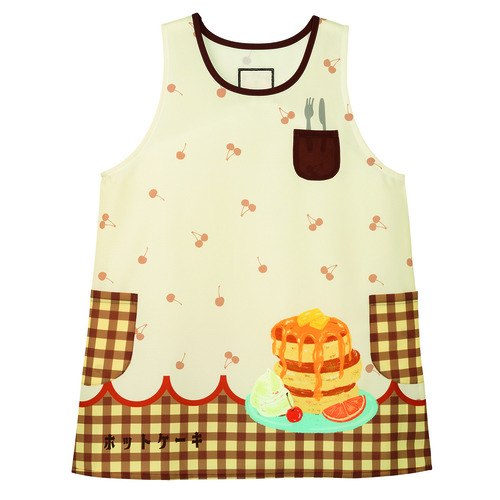 レトロ喫茶シリーズホットケーキエプロン　ナチュラル×ブラウン