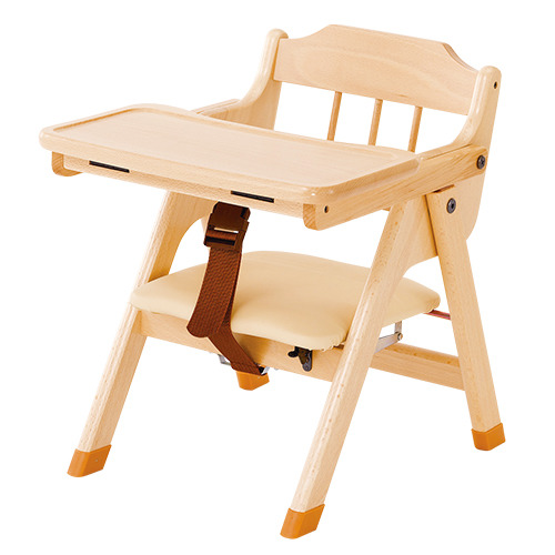 木製乳児用椅子・テーブル可動式（ナチュラルべージュ）