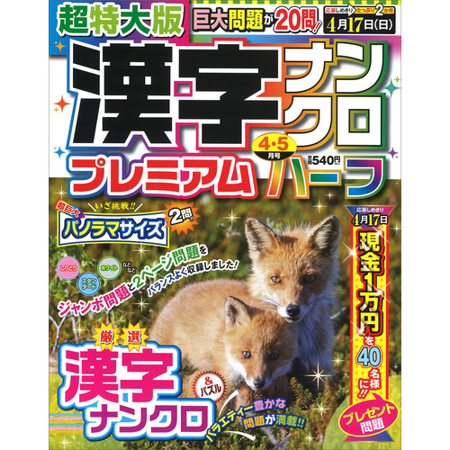 超特大版漢字ナンクロプレミアムハーフ ４月号 ショップ学研