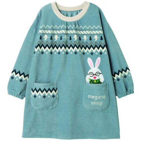 めがねうさぎノルディックチュニック　Ｍ－Ｌ　ライトブルー