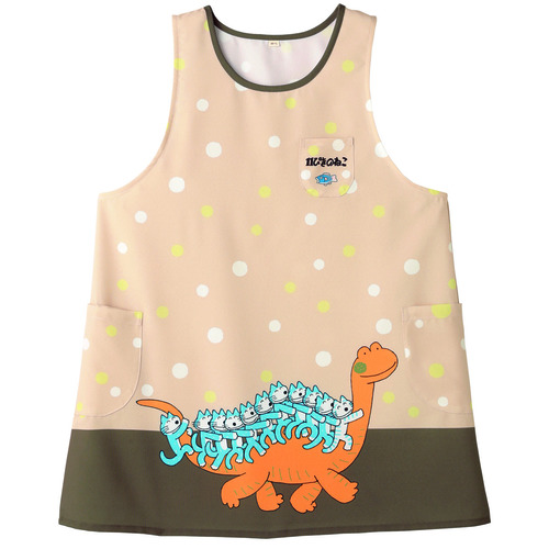 11ぴきのねこどろんこドットエプロン　４Ｌー５Ｌ　ベージュ