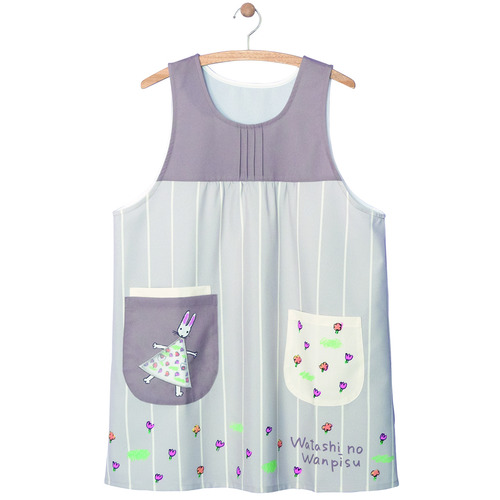 わたしのワンピースしかけポケットエプロン　　スモーキーパープル×グレー