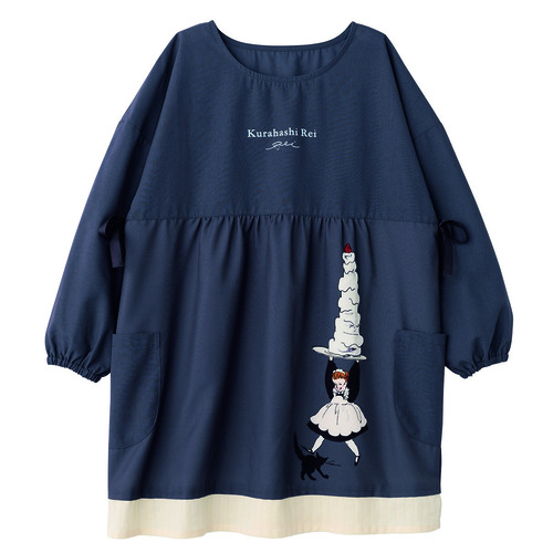 くらはしれいイラストシリーズ切替レースチュニック　グレーブラック