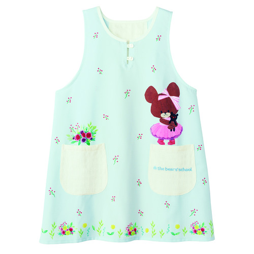 くまのがっこうフラワーエプロン ２Ｌ－３Ｌ ライトブルー