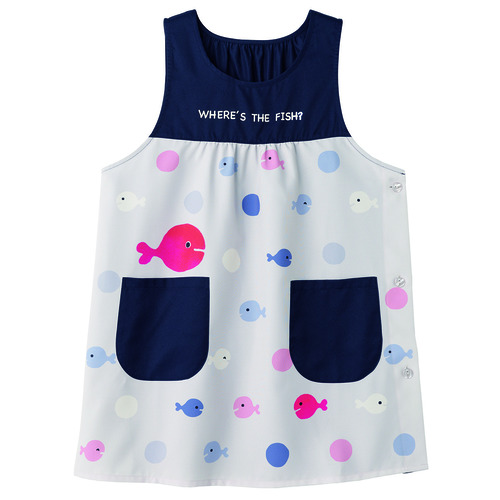 きんぎょがにげた切替ドットエプロン　ネイビー