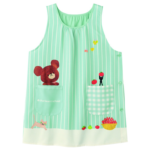 くまのがっこうトマトエプロン　ライトブルー