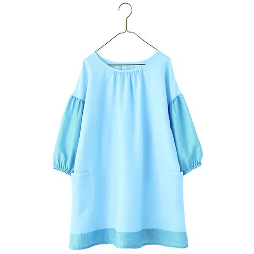 ドビー袖チュニック　サックスブルー