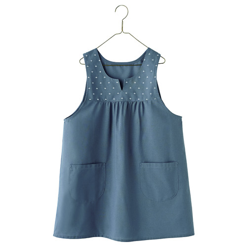 胸元ラメ刺しゅうエプロン　チャコールグレー