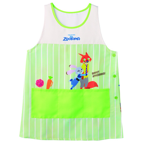 ズートピア３連ポケットエプロン　ミントグリーン×ナチュラル