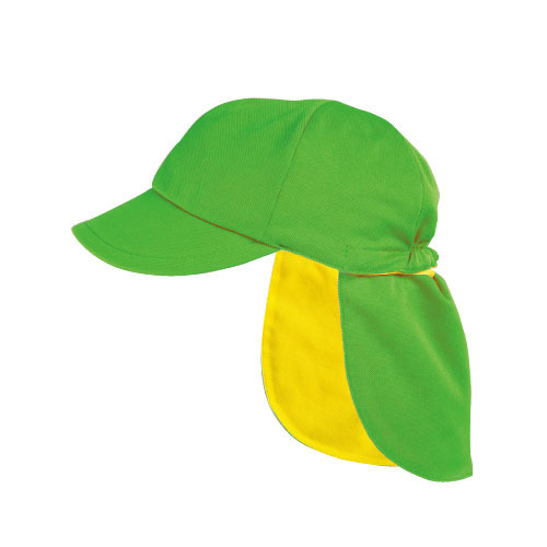子ども用日よけ帽子（着脱式タレ付・裏黄）黄緑Ｕ
