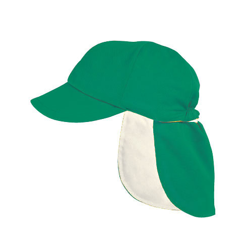 子ども用日よけ帽子（着脱式タレ付・裏白）緑Ｕ