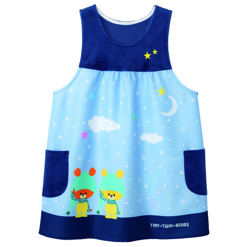 ルルロロおやすみエプロン　ネイビー×ブルー