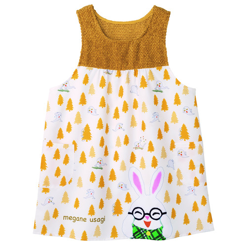 めがねうさぎツリーエプロン　イエロー