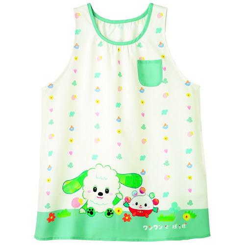 いないいないばあっ！フラワーエプロン　　ナチュラル×ライトグリーン