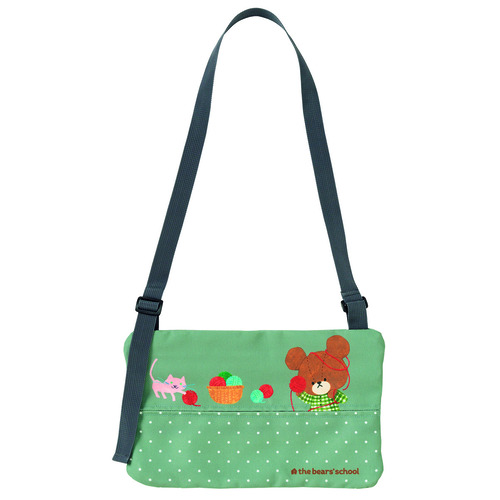 くまのがっこうドットティッシュサコッシュ　グリーン