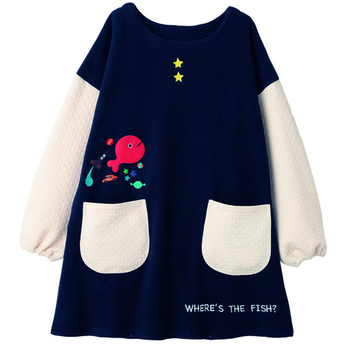 きんぎょがにげたフリースチュニック　Ｍ－Ｌ　ネイビー