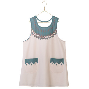 すてきな先生vol.100|ノルディック柄プリントエプロン スモーキー