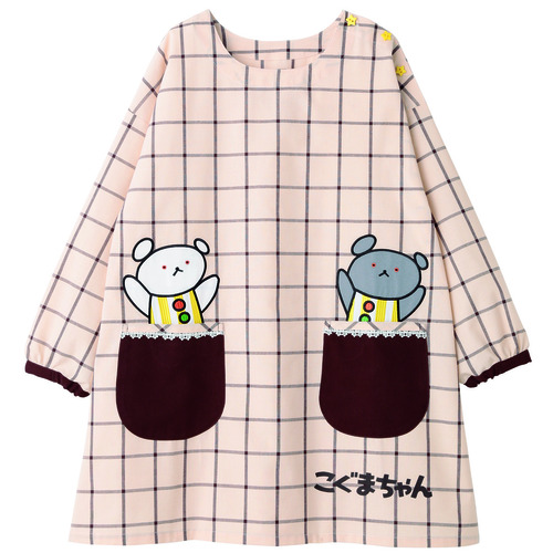 こぐまちゃんチェック星レースチュニック　　ライトブラウン