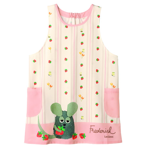 フレデリックイチゴエプロン　Ｍ－Ｌ　ナチュラル×ピンク