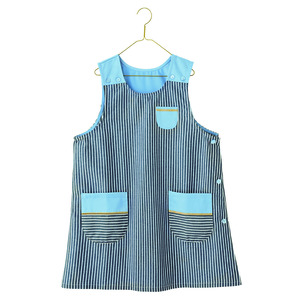 すてきな先生vol.97|デニム調ストライプエプロン ネイビー|学研の保育用品