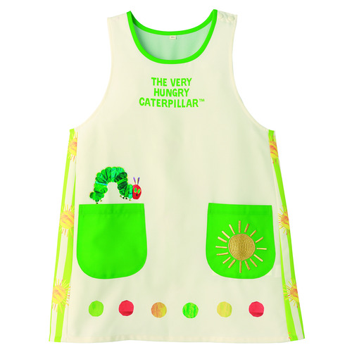 はらぺこあおむしサンシャインエプロン　４Ｌ－５Ｌ　ナチュラル×グリーン