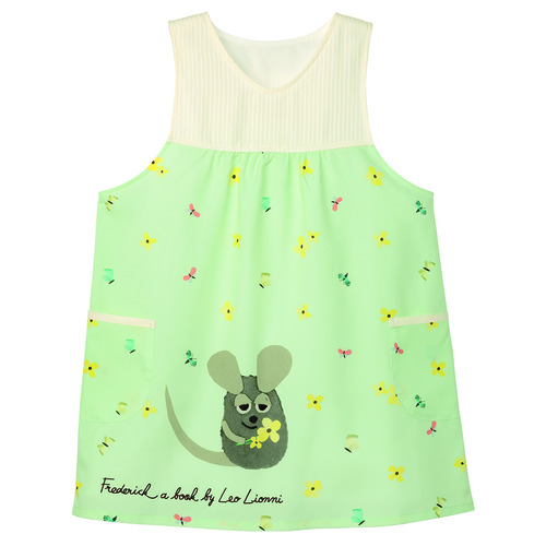 フレデリックイエローフラワーエプロン　４Ｌ－５Ｌ　グリーン