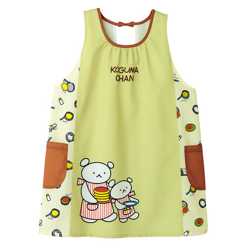 しろくまちゃんのほっとけーき背中りぼんエプロン　ブラウン