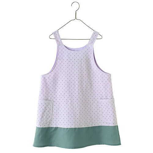 サークルレースエプロン　スモーキーピンク×グレー