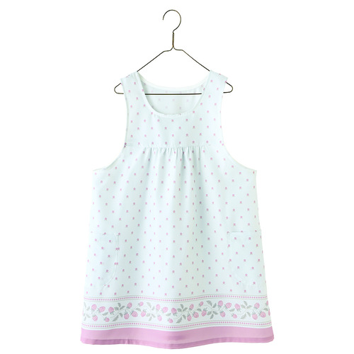 ボタニカルベリープリントエプロン　グレーベージュ×スモーキーピンク