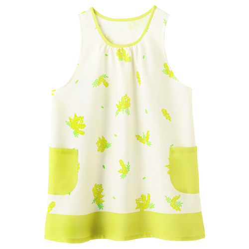 ミモザプリントエプロン　イエロー×ナチュラル