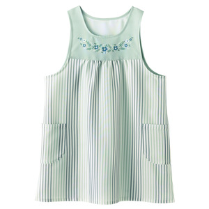 すてきな先生vol.100|お花ストライププリントエプロン スモーキー