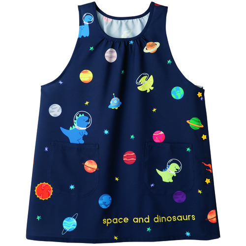 恐竜×宇宙エプロン　Ｍ－Ｌ　ネイビー