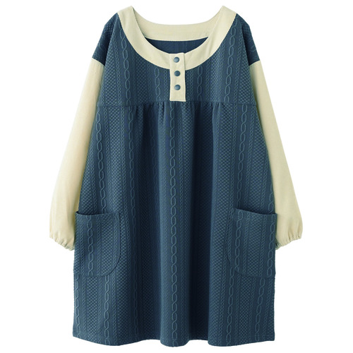 キルトニットチュニック  グレー×アイボリー