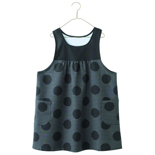 千鳥格子×ドットプリントエプロン  ブラック