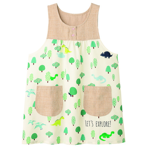 きょうりゅう探索エプロン　ナチュラル×ベージュ