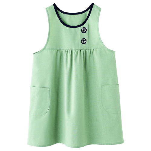 アップリケアクセントエプロン　２Ｌ－３Ｌ　スモーキーミント