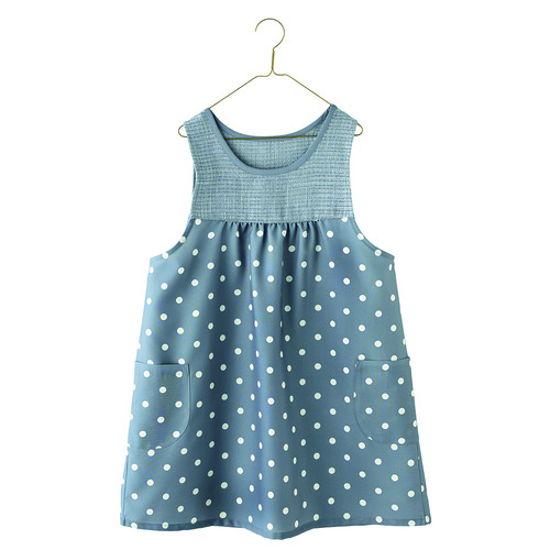 サマーツイード切替エプロン　ブルーグレー