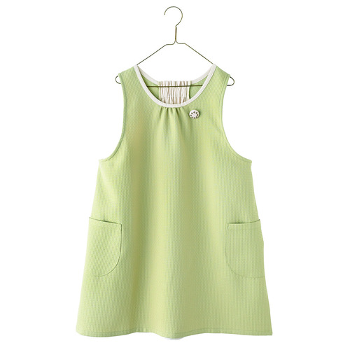 バスケット柄ジャガードエプロン　ティーグリーン×アイボリー