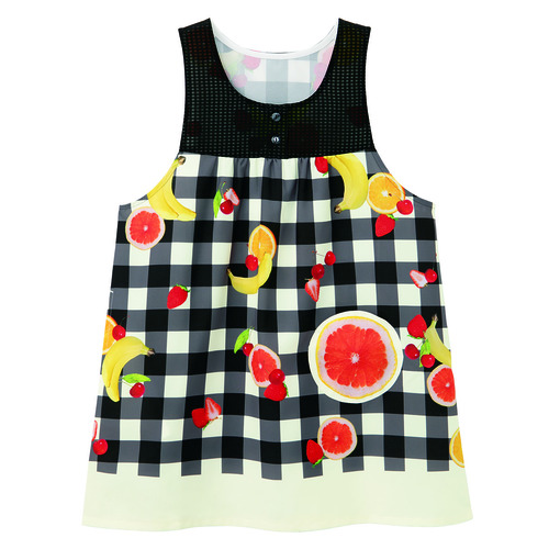 フルーツの断面エプロン　ブラック×ナチュラル