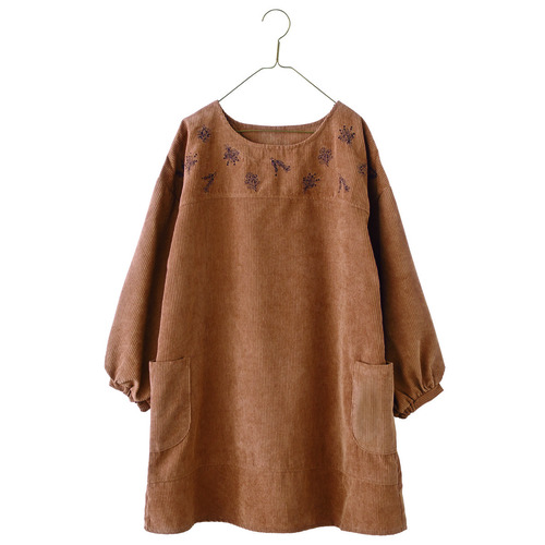 胸元刺しゅう切替チュニック　キャメル