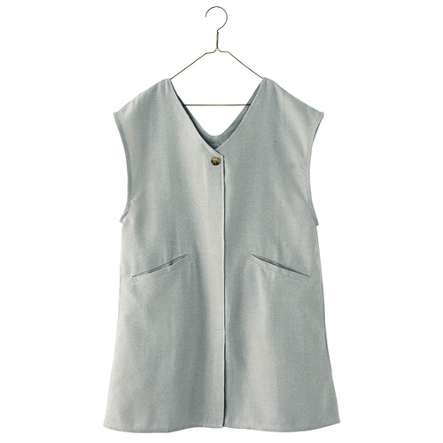 へリンボン起毛エプロン　グレーベージュ