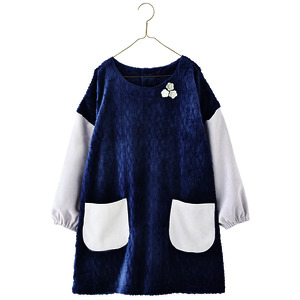 すてきな先生vol.96|ふわふわボアチュニック ネイビー×ライトグレー