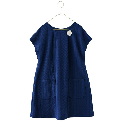 フレンチスリーブニットエプロン　ネイビー