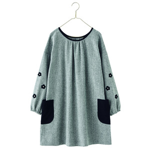 すてきな先生vol.100|ヘリンボーン袖刺しゅうチュニック グレー|学研の