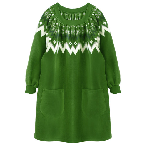 フェアアイル柄プリントチュニック  グリーン