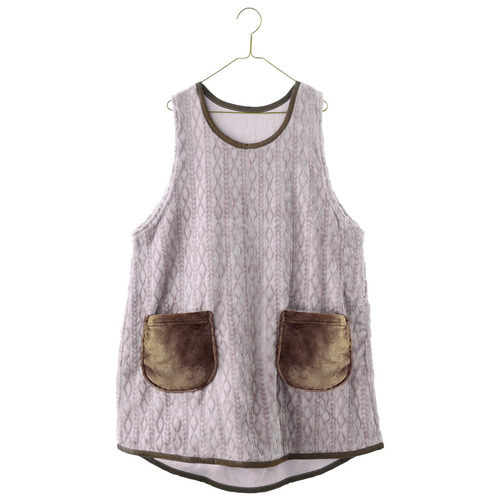 ふわふわボアエプロン  スモーキーピンク